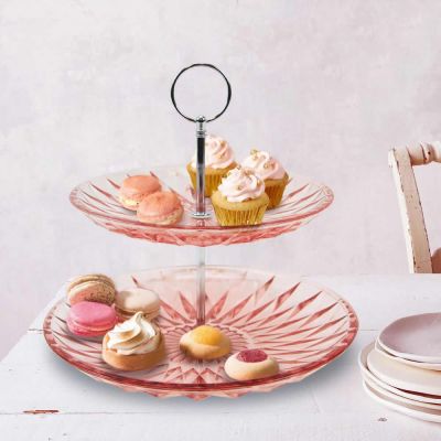 9.5" Pink 2 Tiers Cake Stand