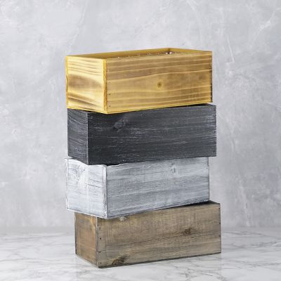 4" x 10" x 5" Rectangle Planter Wood Box with Plastic Liner