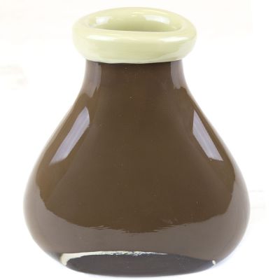 15" Decorative Olive Green Glass Vase