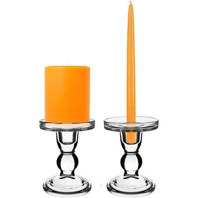 4.5" Bubble Glass Pillar, Taper Candle Holder