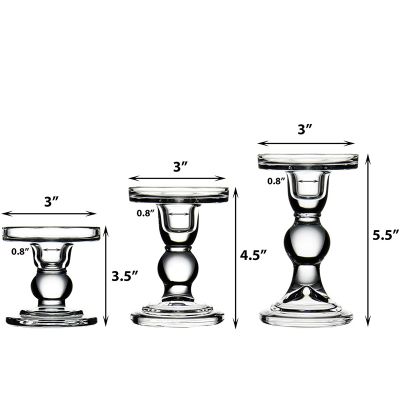 H-3.75", 4.5", 5.5" Bubble Glass Pillar, Taper Candle Holder, Set of 3 pcs