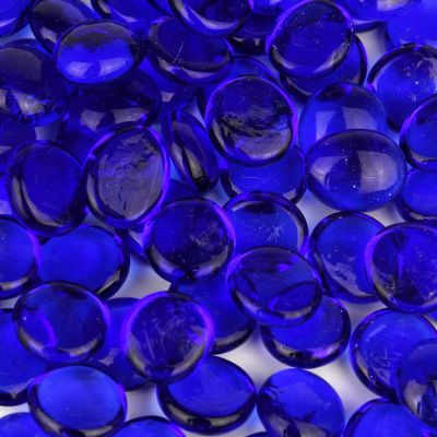 Cobalt Blue Glass Flat Gemstone Vase Fillers