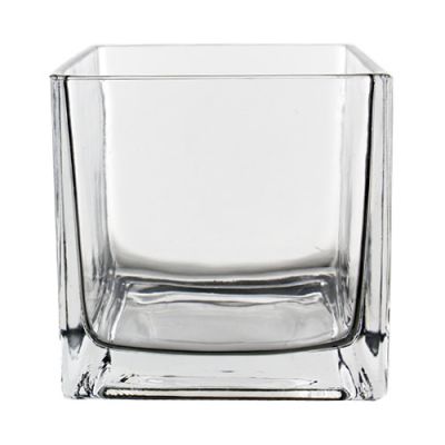 4" Decorative Square Cube Glass Vase