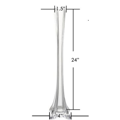 24" Clear Glass Eiffel Tower Vases