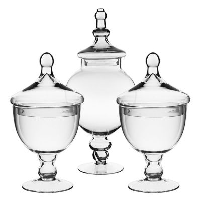 Candy Buffet Jar Set of 3 Glass Apothecary - H: 9.5", 14.75"