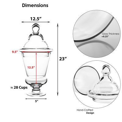 22.75 Inch Tall Clear Apothecary Jar Candy Buffet Container