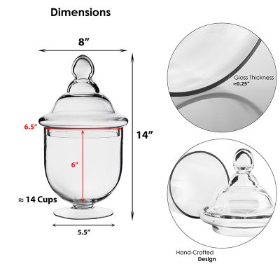 14.25 Inch Tall Clear Apothecary Jar Candy Buffet Container