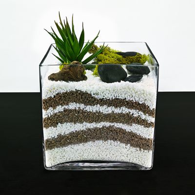 8" Decorative Cube Glass Vase