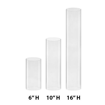 H-16", D-3" Open-Ended Glass Hurricane Candle Shade Chimney Tube