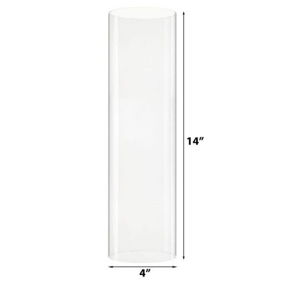 H-14", D-4" Open-Ended Glass Hurricane Candle Shade Chimney Tube