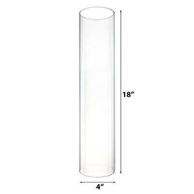 H-18", D-4" Open-Ended Glass Hurricane Candle Shade Chimney Tube