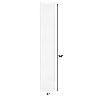 H-24", D-4" Open-Ended Glass Hurricane Candle Shade Chimney Tube