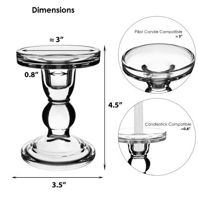 4.5" Bubble Glass Pillar, Taper Candle Holder
