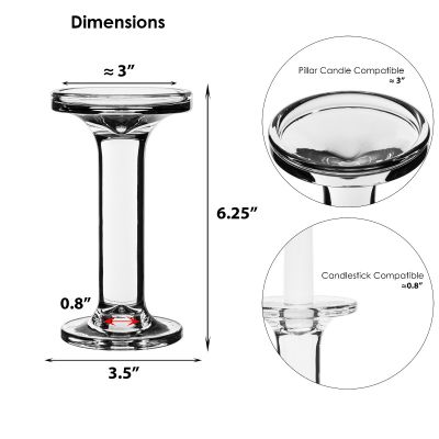 6.25" Modern Style Glass Pillar & Taper Candlesticks