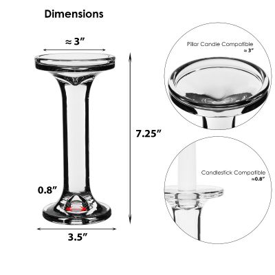 7.25" Modern Style Glass Pillar & Taper Candlesticks