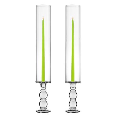 2 Sets Glass Candle Holder H-7.5" with 3" x 16" Chimney Tubes (Pack of 4 pcs)