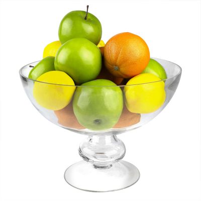 Glass Footed Fruit Bowl H-8.5" D-12" Pedestal Compote Vase