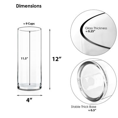 12" Decorative Glass Cylinder Vase