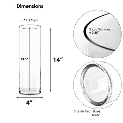 Clear Glass Cylinder Vase (H:14" D:4")