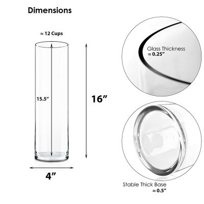 16" Decorative Glass Cylinder Vase