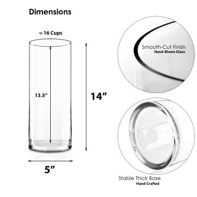 14" Decorative Glass Cylinder Candle Holder Vases