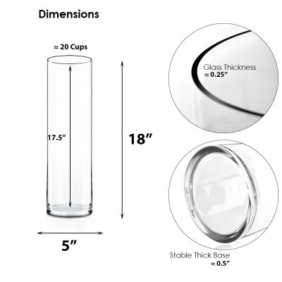 18" Decorative Glass Cylinder Candle Holder Vases