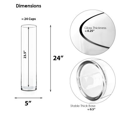 24" Decorative Glass Cylinder Candle Holder Vases