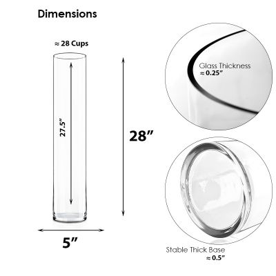 28" Decorative Glass Cylinder Candle Holder Vases