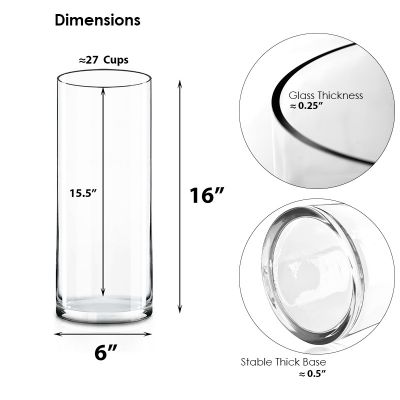 16" Decorative Glass Cylinder Vase