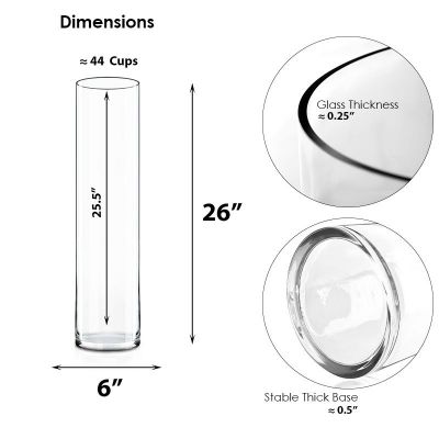 26" Decorative Clear Glass Cylinder Vase