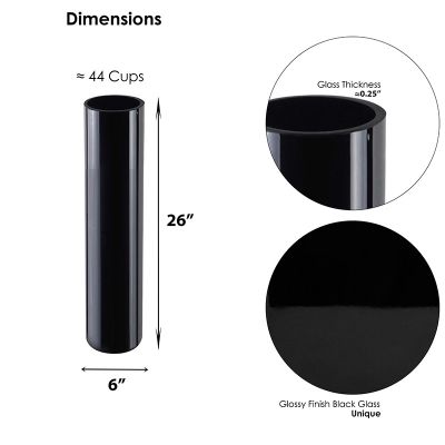 26" Decorative Black Glass Cylinder Vase