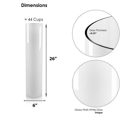 26" Decorative White Glass Cylinder Vase