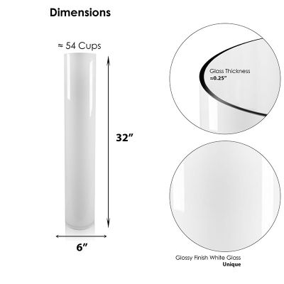 32" Decorative White Glass Cylinder Vase
