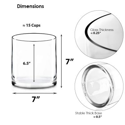8" Decorative Glass Cylinder Candle Holder Vase