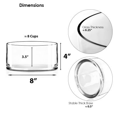8" Decorative Glass Cylinder Candle Holder Vase