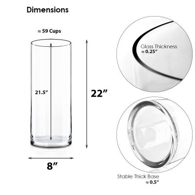 22" Decorative Clear Glass Cylinder Vase