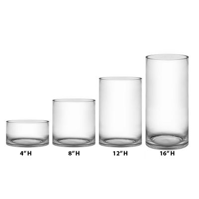 2 pcs Glass Cylinder Vases with 8" Diameter, Multiple Sizes (Free Shipping)