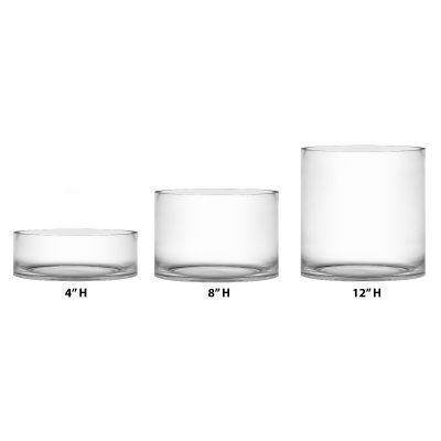 12" Decorative Clear Glass Cylinder Vase