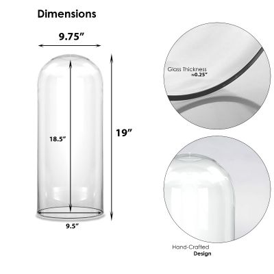 18.5" Decorative Glass Dome Cloche Plant Terrarium Bell Jars