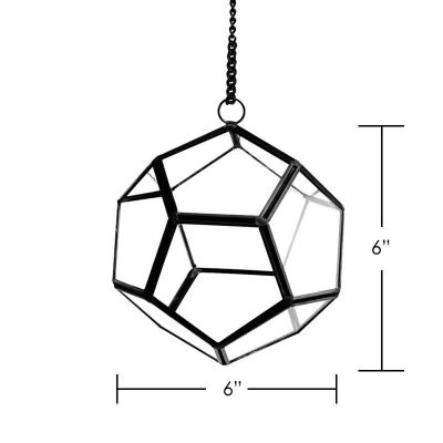 6" Hanging Hydroponic Glass Geometric Dodecahedron Terrarium Candle Holders