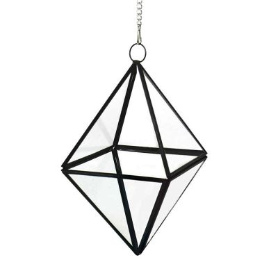 8" Hanging Hydroponic Glass Geometric Diamond Terrarium Candle Holders
