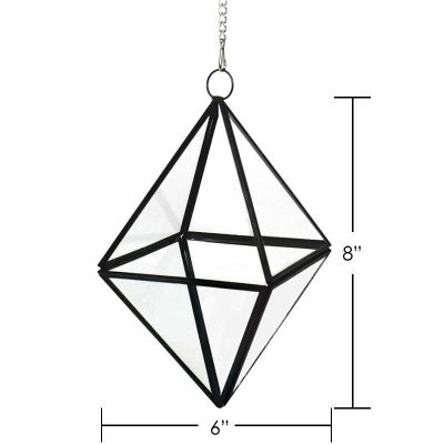 8" Hanging Hydroponic Glass Geometric Diamond Terrarium Candle Holders