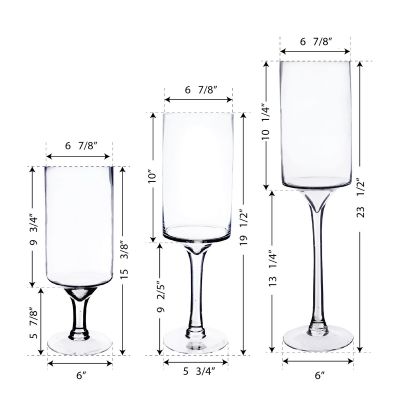 16" Contemporary Long Stem Glass Pillar Candle Holder