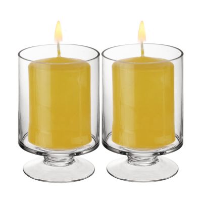 H-6", D-3.75", Contemporary Short Stem Glass Candle Holder