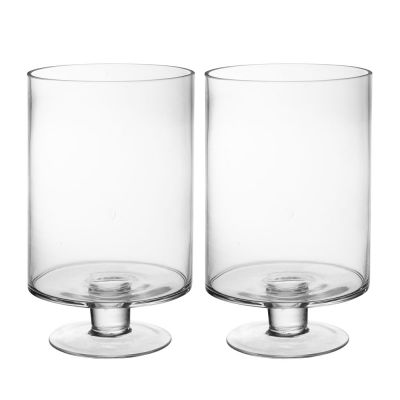 H-9", D-6", Contemporary Short Stem Glass Candle Holder