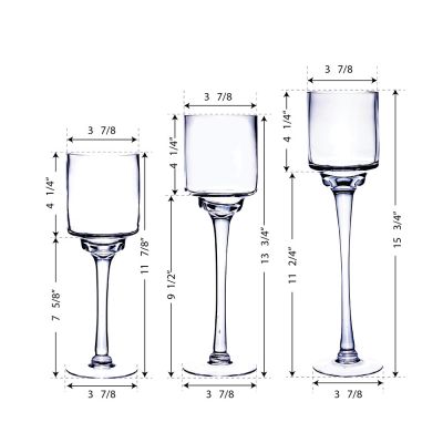 12" Elegant Long Stem Glass Candle Holder