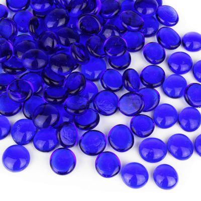 Cobalt Blue Glass Flat Gemstone Vase Fillers