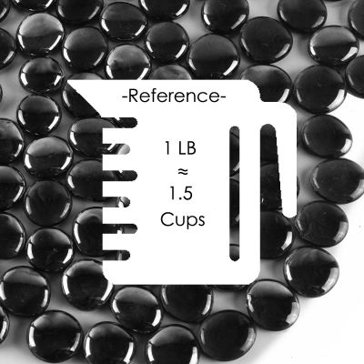 Large 1.25" Black Glass Flat Gemstone Vase Fillers 