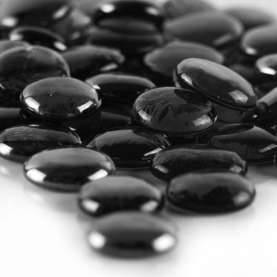 Large 1.25" Black Glass Flat Gemstone Vase Fillers 
