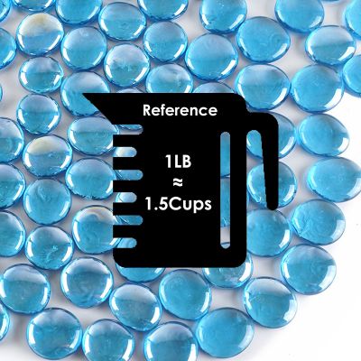 Large 1.25" Light Blue Glass Flat Gemstone Vase Fillers 